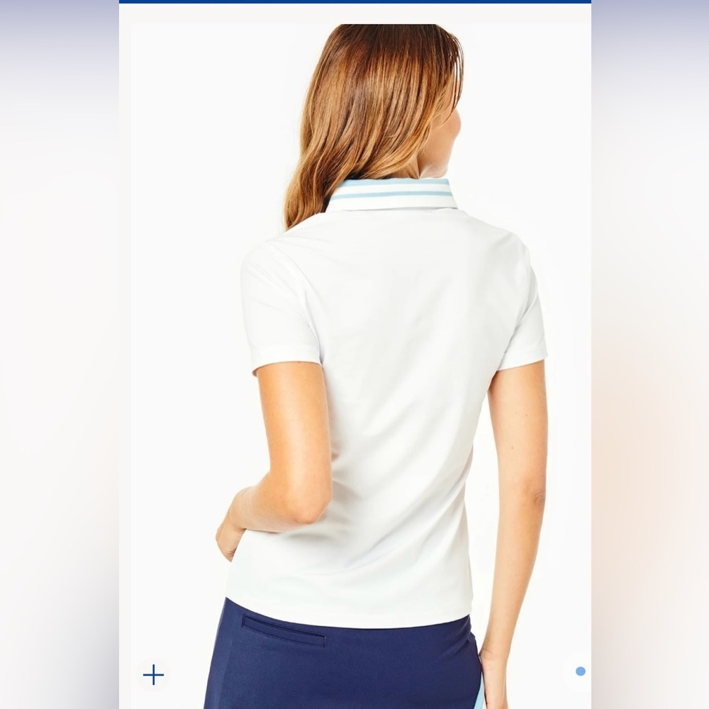 Addison Bay Courtside Polo Shirt White Blue Stripe Golf Tennis Small NWT - Picture 5 of 13